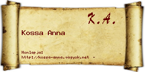 Kossa Anna névjegykártya