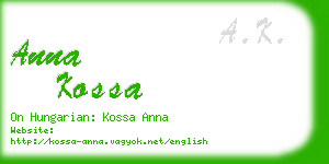 anna kossa business card